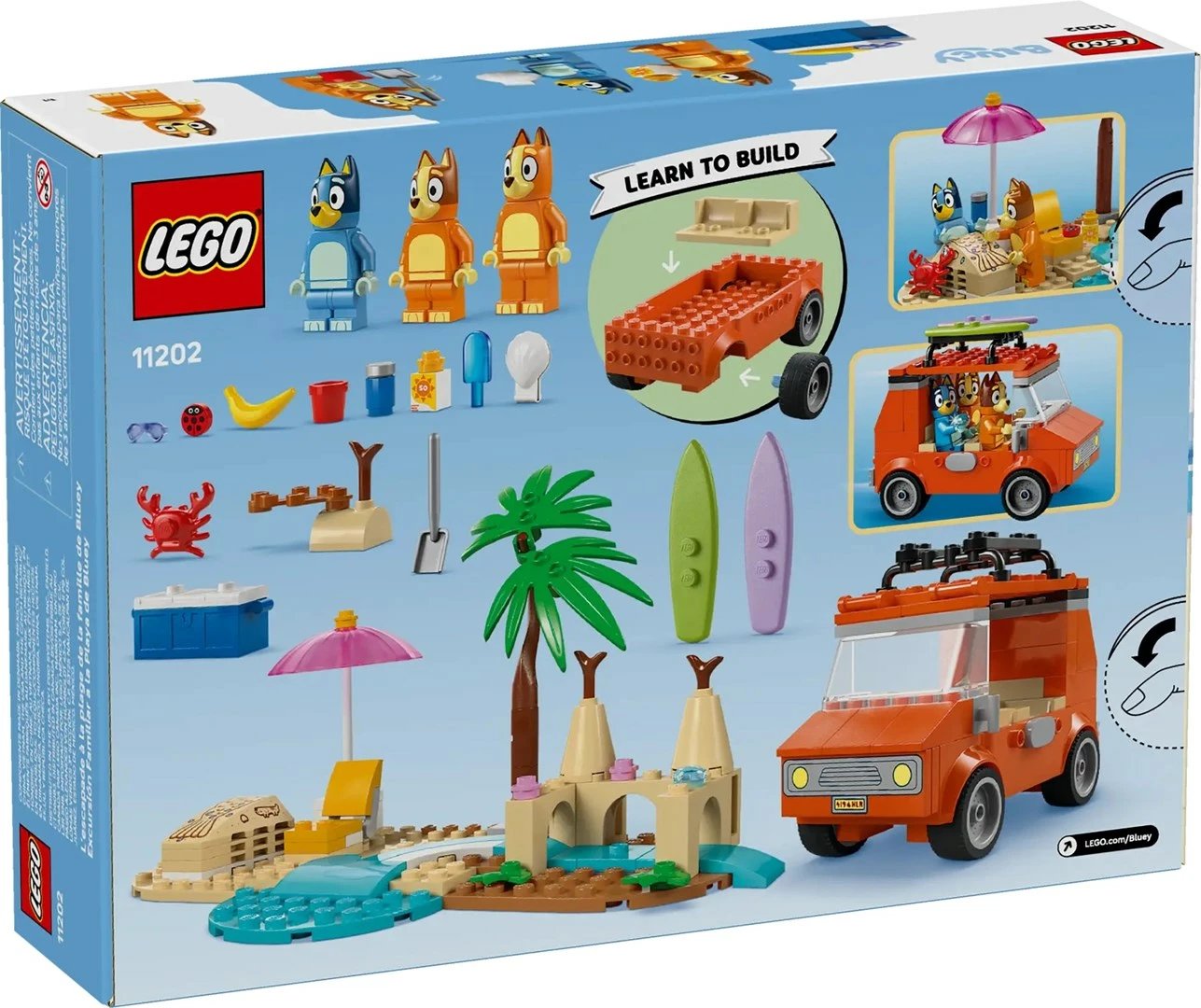 Set LEGO Bluey 11202 Bluey's Beach & Family Car Trip, 133 pjesë