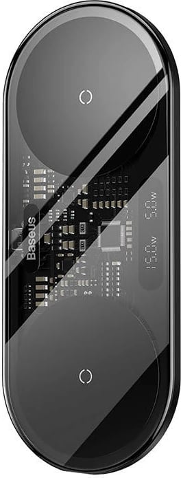 Karikues wireless Baseus WXSX010101, Dual Qi, 20W, me ekran LED, i zi