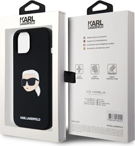 Mbështjellës Karl Lagerfeld KLHMP15SSKHPPLK për iPhone 15 6.1", silikon, MagSafe, i zi