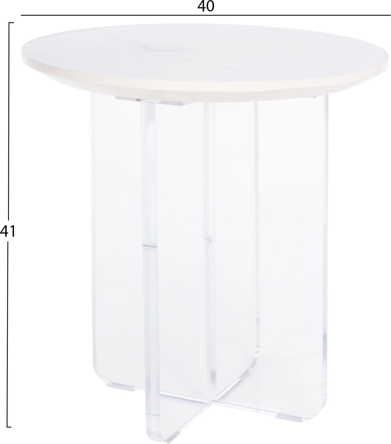 Tavolinë kafeje akrilon, ngjyrë mermeri të bardhë, FH9779.01, Φ40x41H cm