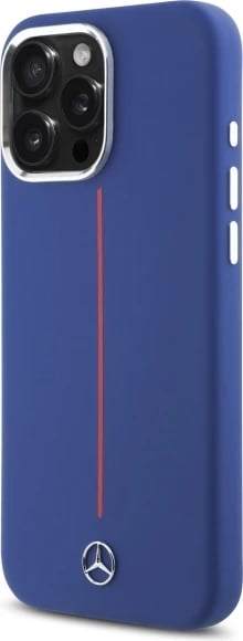 Mbështjellës Mercedes Silicone me vijë të kuqe MagSafe për iPhone 16 Pro Max, Kaltër
