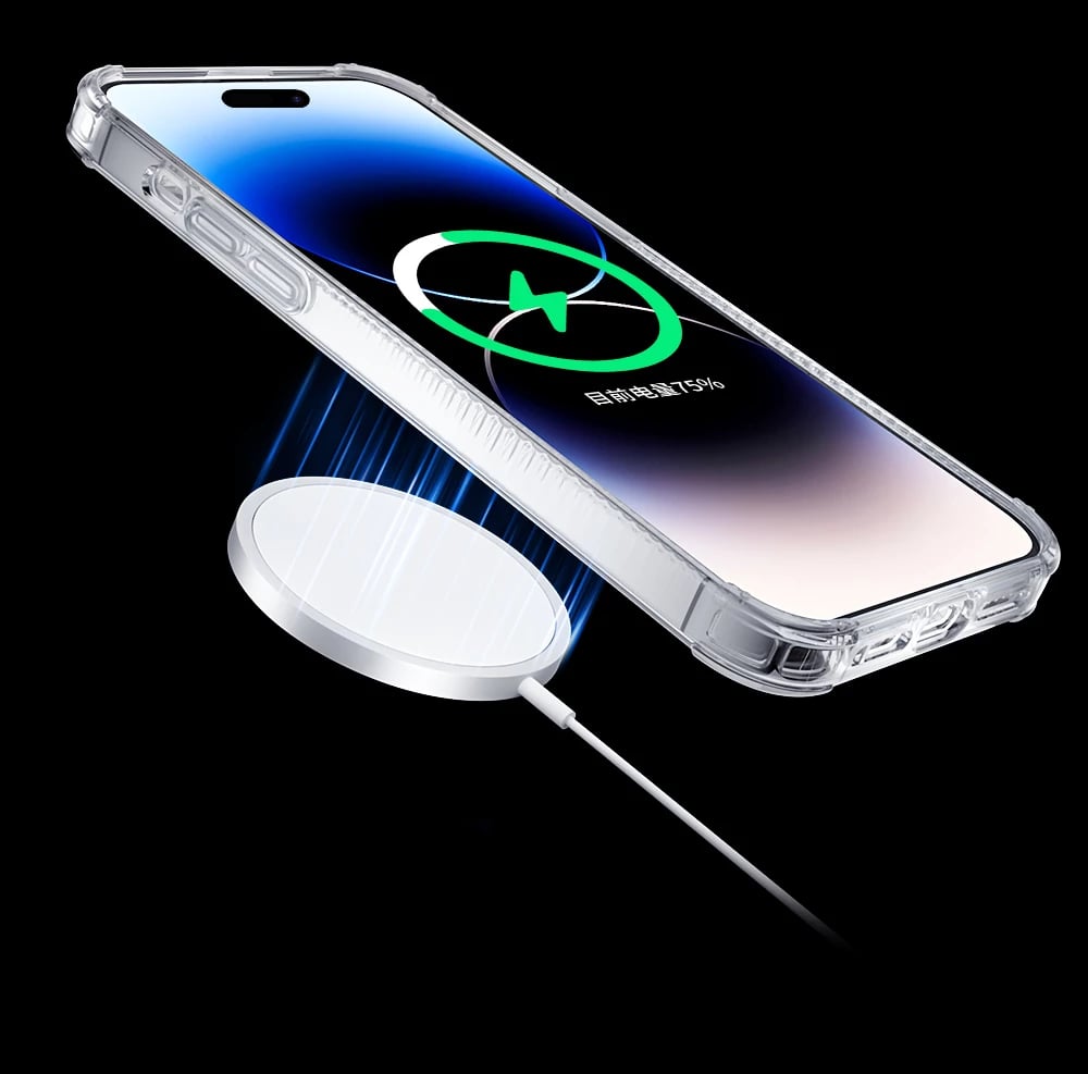 Mbështjellës Kingxbar PQY Go Out Series për iPhone 14, MagSafe, i zi, transparent
