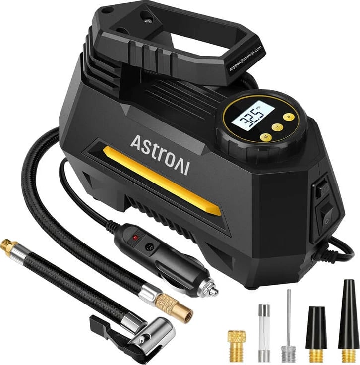 Kompresor ajri portativ AstroAI CZK-3631, 100PSI, me ekran dixhital, i zi