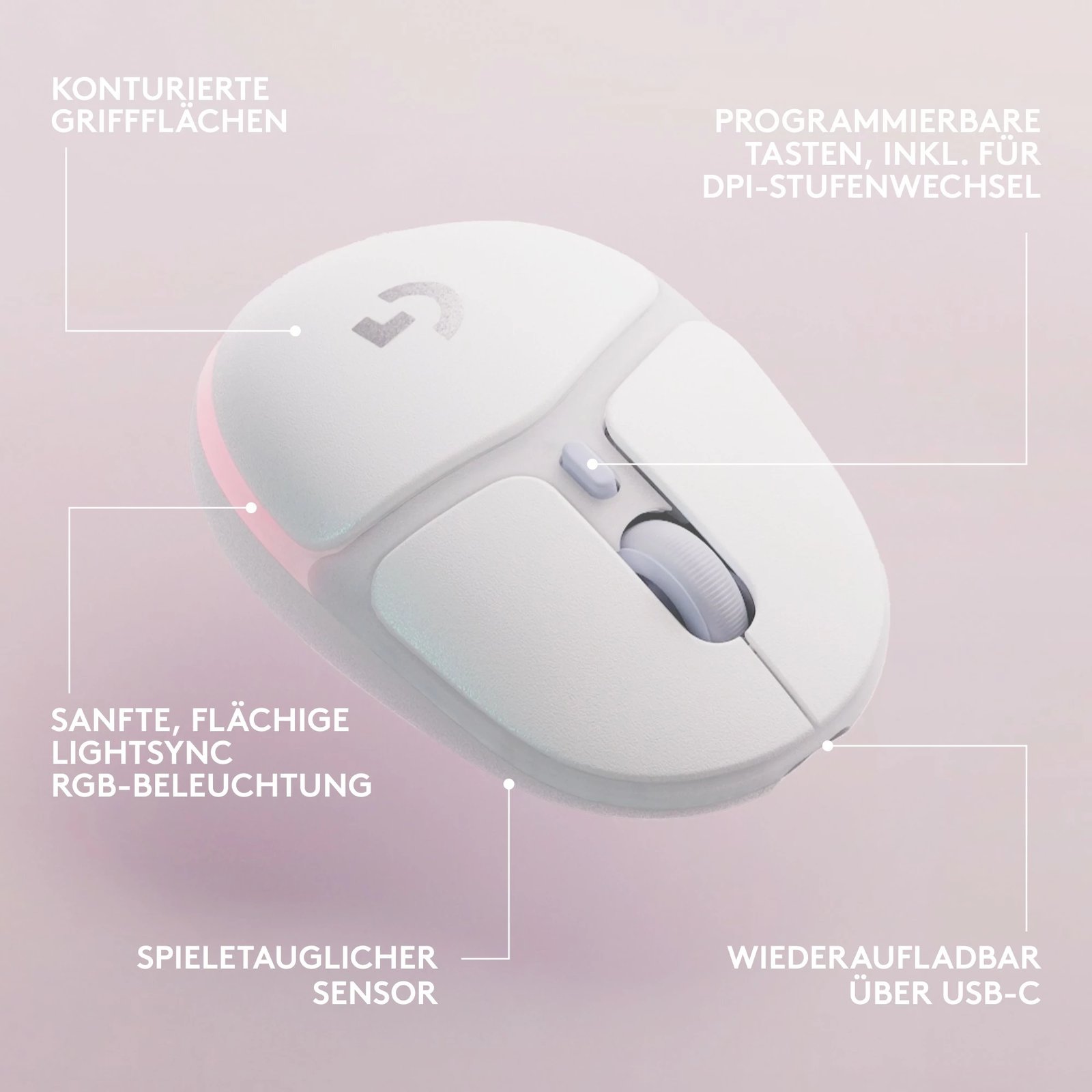 Maus Logitech G705 wireless gaming off white