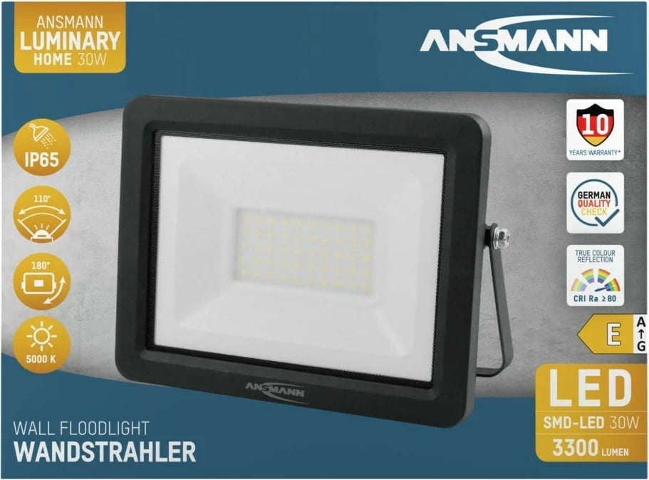 Prozhektor LED Ansmann WFL30W, 30 W, Alumini, i zi