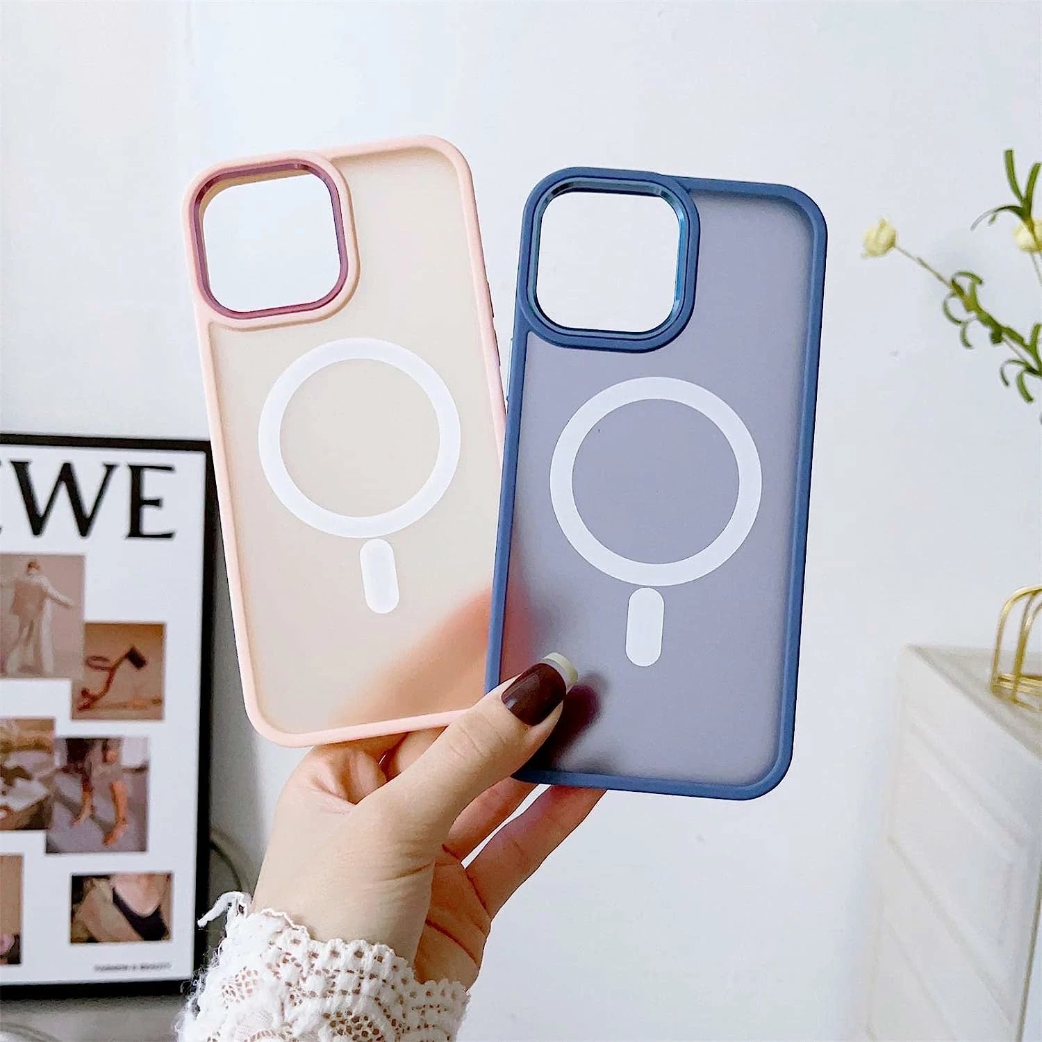 Mbështjellës Hurtel Color Matte Case për iPhone 15 Plus, MagSafe, vjollcë