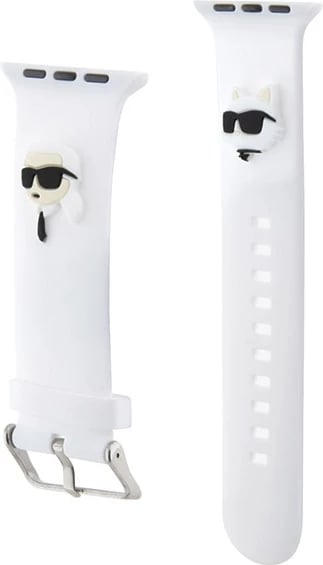 Rrip për Apple Watch Karl Lagerfeld 3D Rubber Karl&Choupette Head, silikon, i bardhë, 38/40/41mm