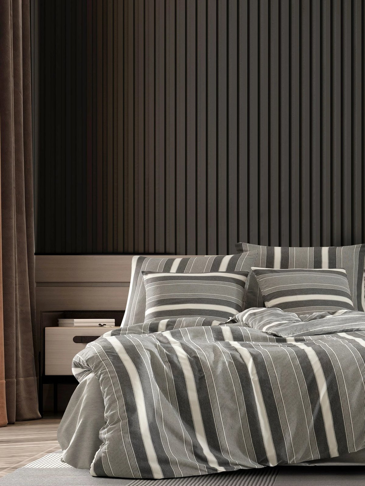 Set mbulesë për jorgan King, L'essentiel, Dakar, e zezë-gri-bardhë