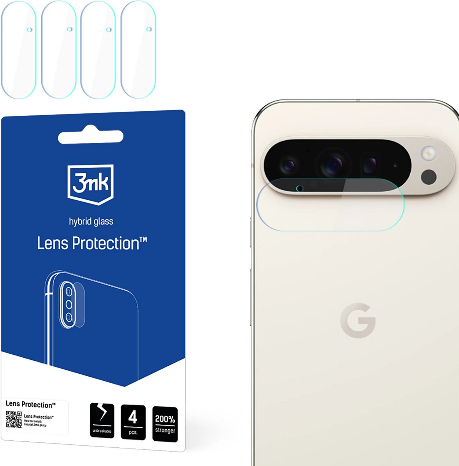 Xham hibrid mbrojtës për kamerë 3mk Protection për Google Pixel 9 Pro XL, 4 copë