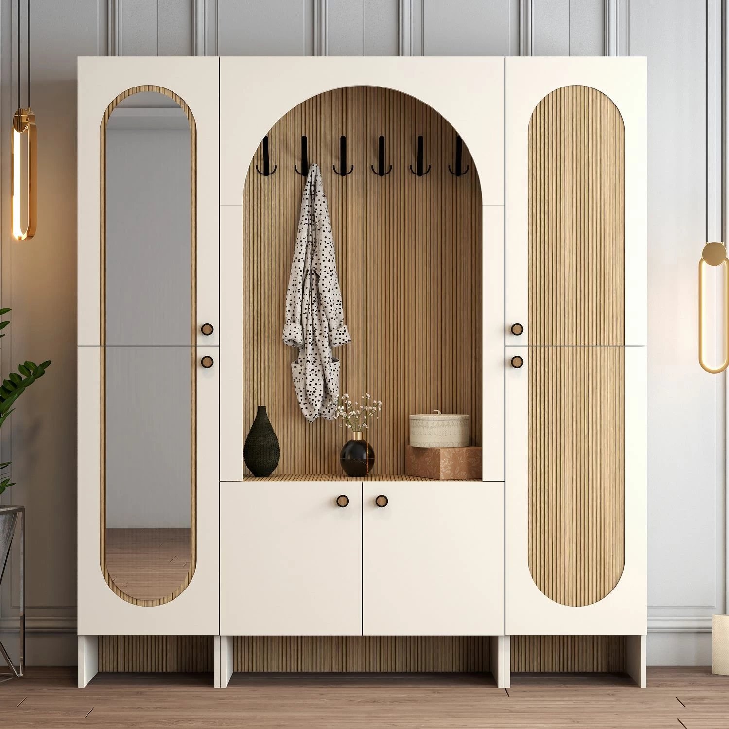 Stendë për korridor Skye Decor, ngjyrë krem dhe lis, Palermo Klm