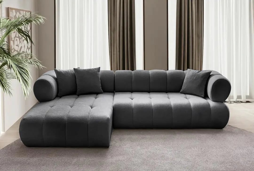 Këndare Petra, ngjyrë gri e errët, Atelier del Sofa, pjesa e majtë