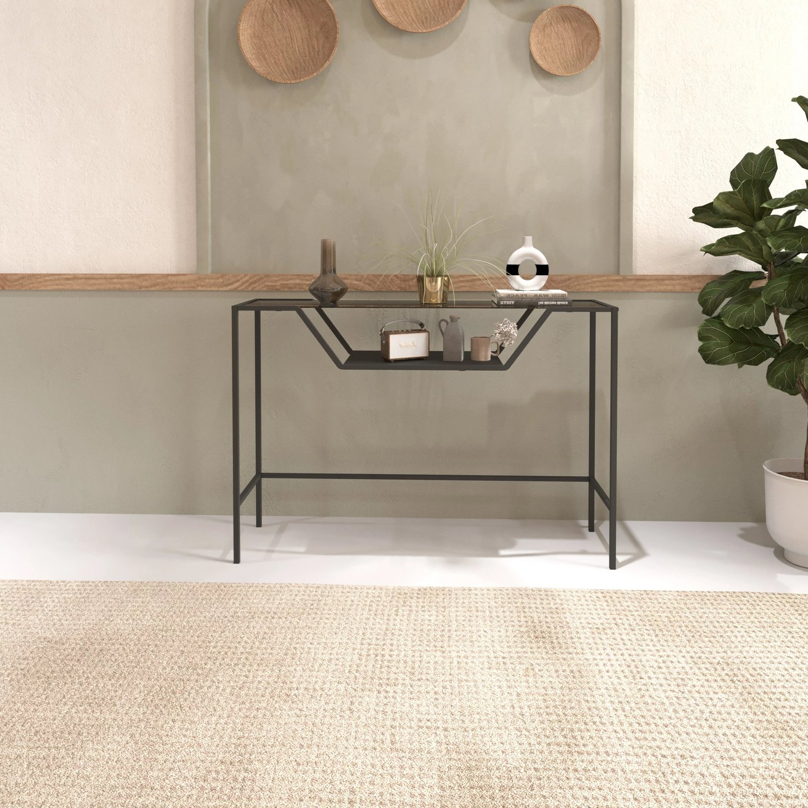 Konsolë Hanah Home, Lala, xham i zi i tymosur