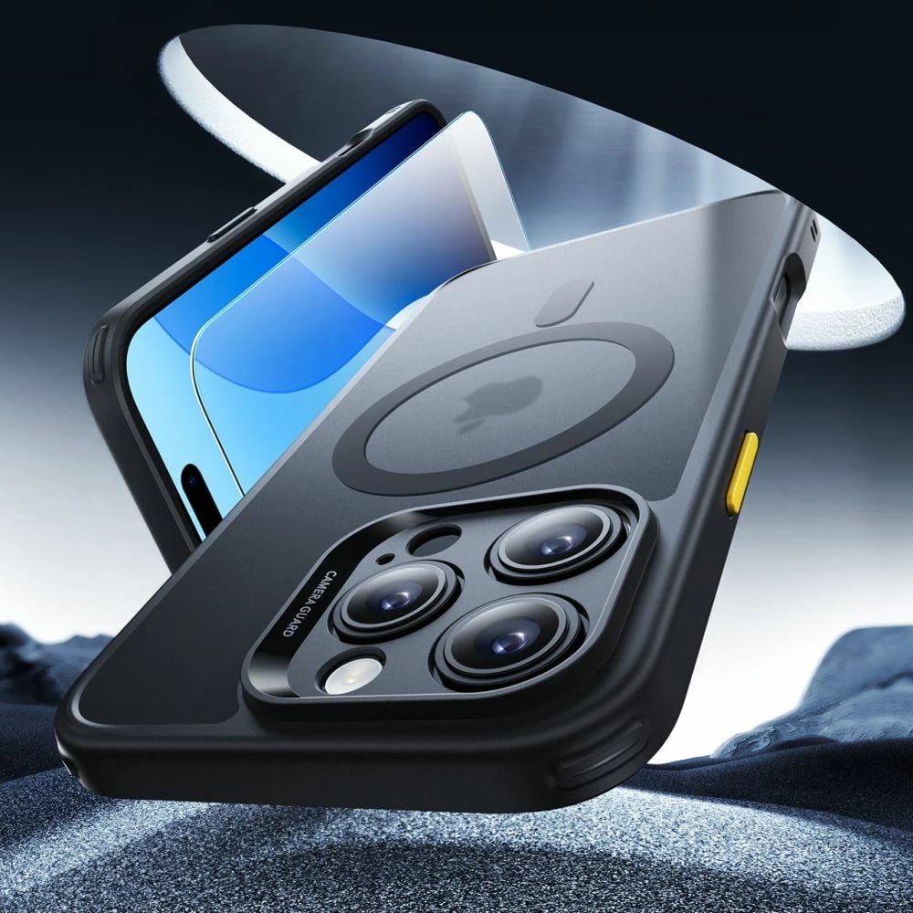 Mbështjellës ESR Classic Pro Set HaloLock MagSafe për iPhone 16 Pro, i zi, set me xham mbrojtës