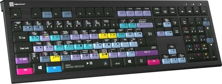 Tastierë LogicKeyboard Astra 2 DaVinci Resolve UK për PC, e zezë