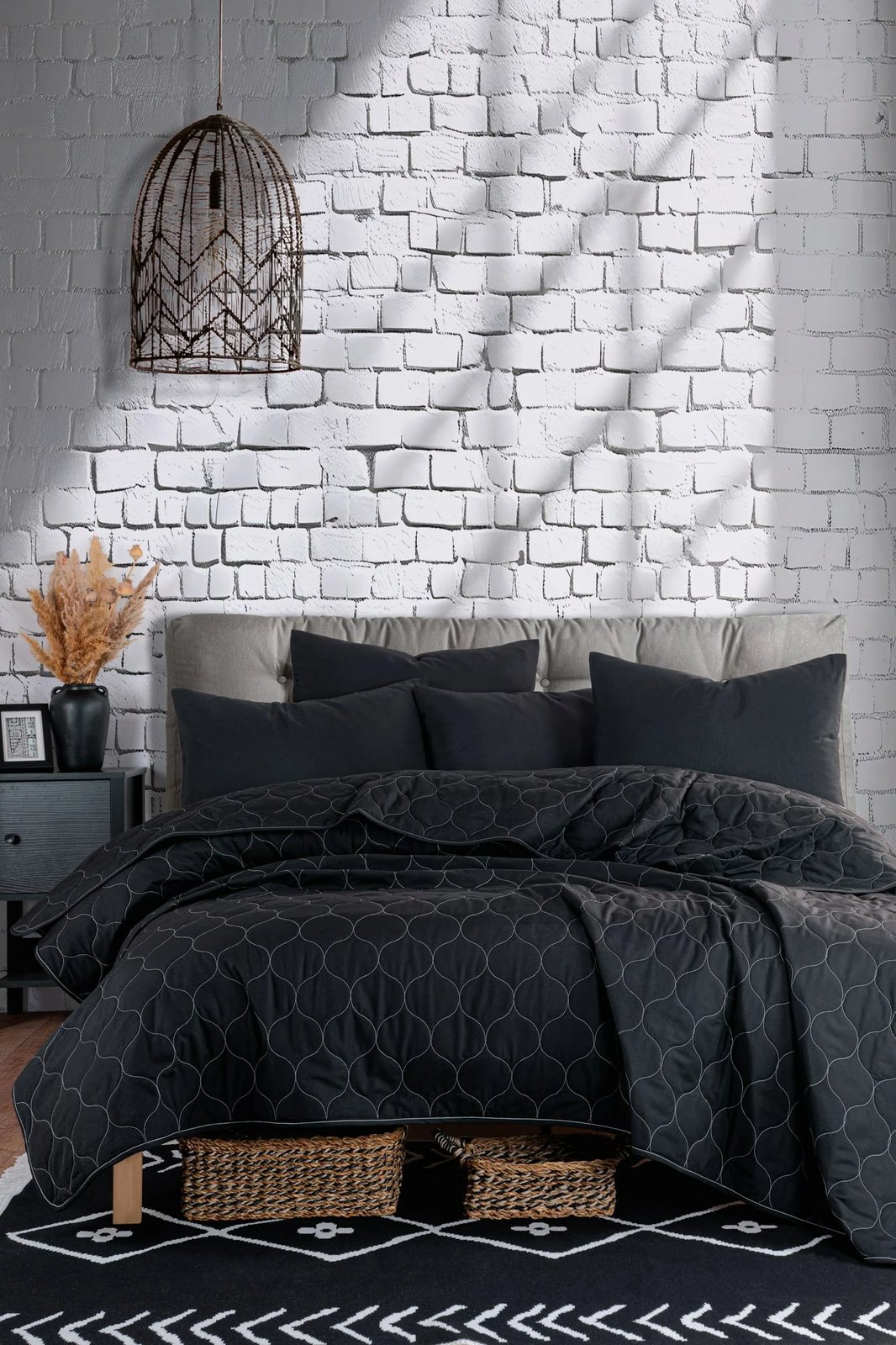 Përparëse krevati quilted King, ngjyrë e zezë, L'Essentiel Linge de Maison