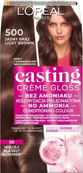 Ngjyrë për flokë L'Oreal Paris Casting Creme Gloss 500 Kafe e Çelët për femra, 1 copë