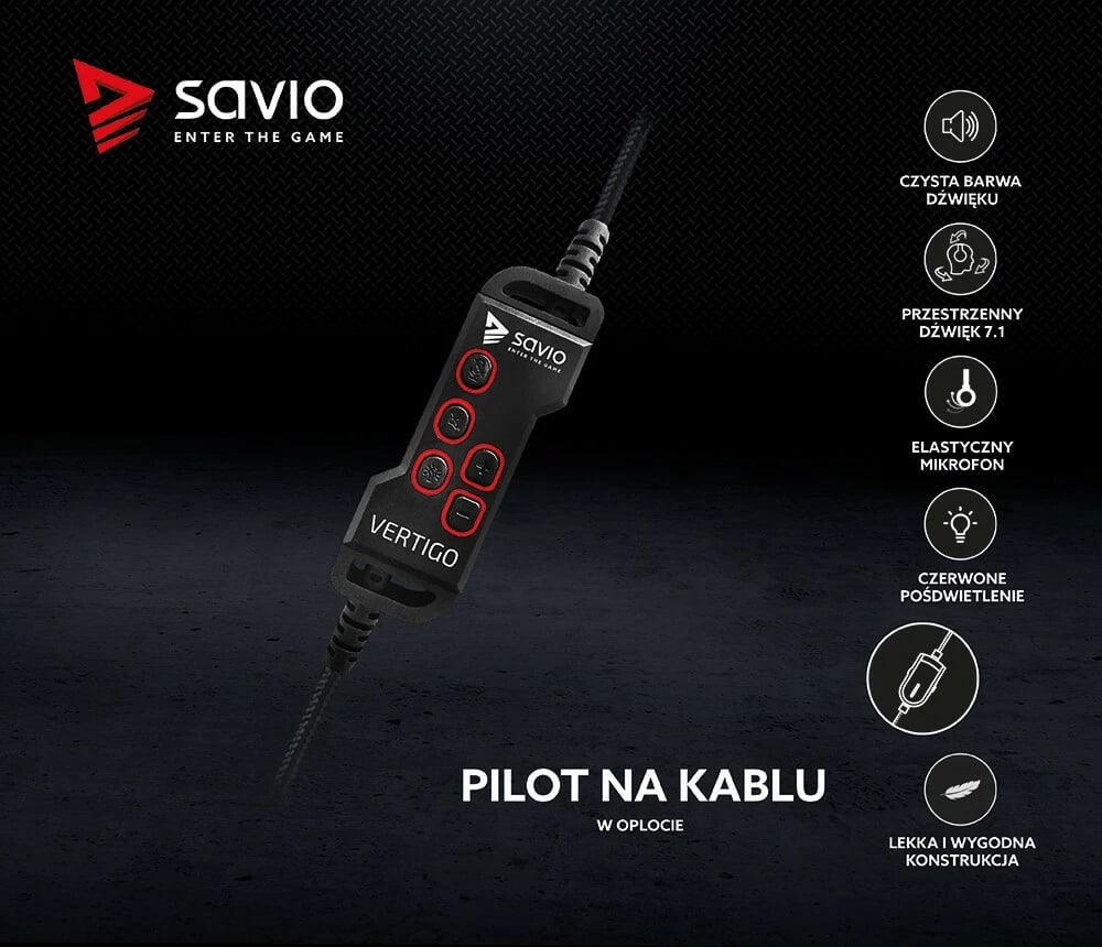 Kufje gaming Savio Vertigo me mikrofon, Surround 7.1, USB, të zeza Kufje gaming Savio Vertigo me mikrofon, Surround 7.1, USB, të zeza