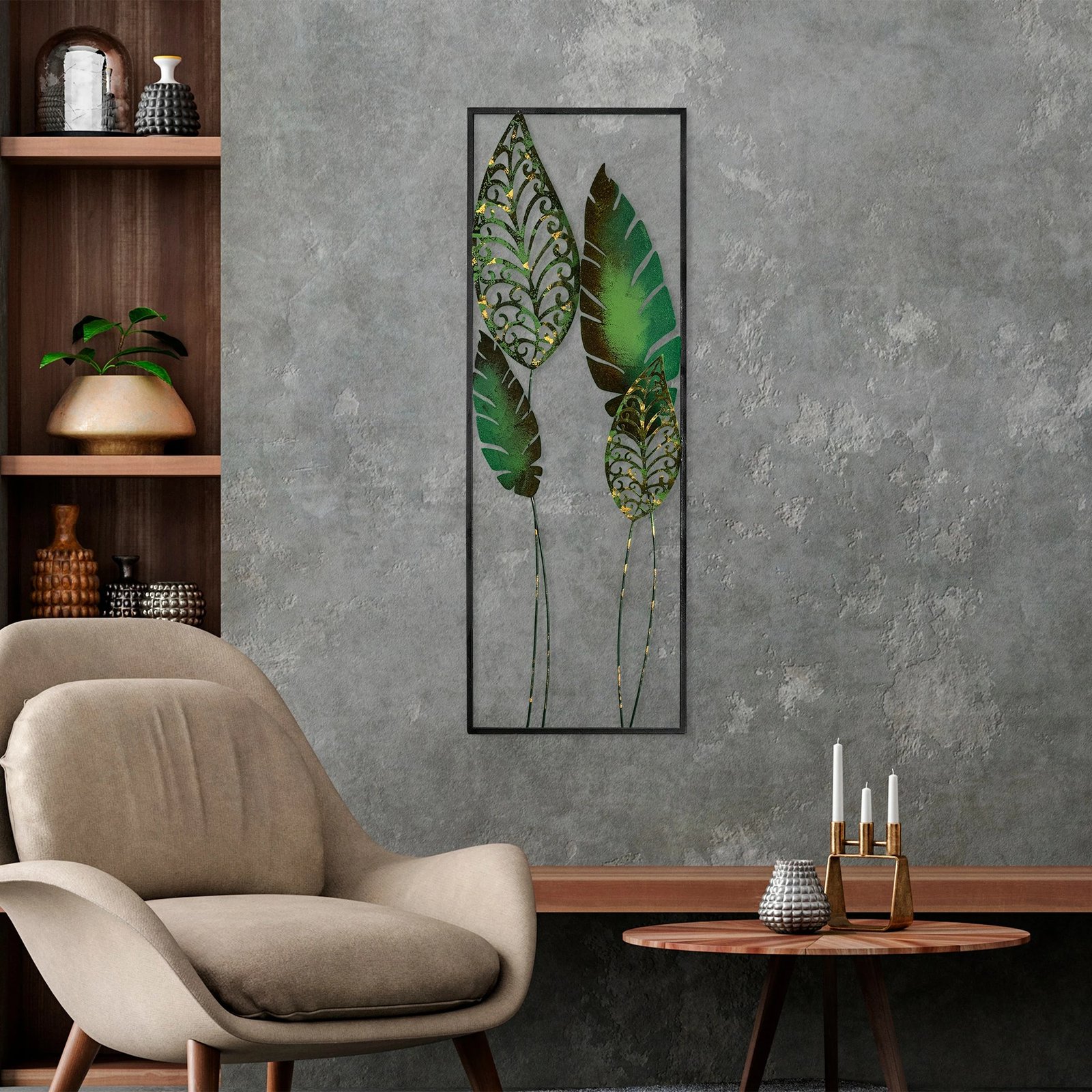 Aksesor dekorativ metalik për mur, Wallity Nezgep 3, shumëngjyrësh, 32x90cm