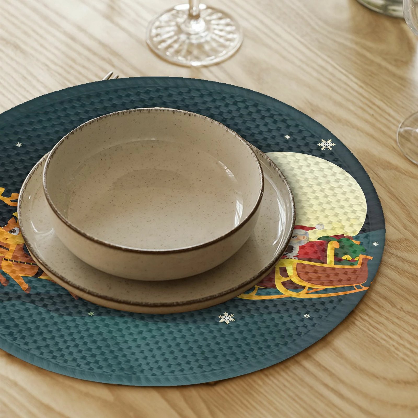 Set 4 copë mbrojtëse tavoline Hermia Concept, model festiv, 37cm