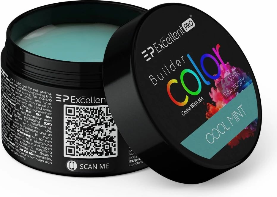 Xhel ndërtues për thonj Excellent PRO Builder Color Cool Mint 15g për femra