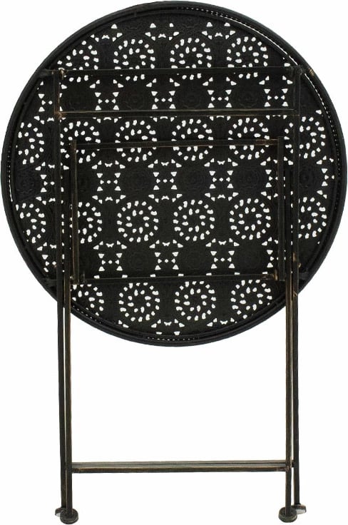 Set tavoline me karrige Drill 3 copë, ngjyrë bakri antike, metal