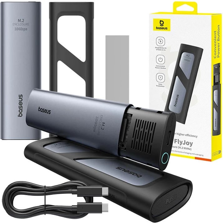 Kasë SSD Baseus FlyJoy B00760600811-01, M.2 NVMe, USB 3.2 Gen2, Gri