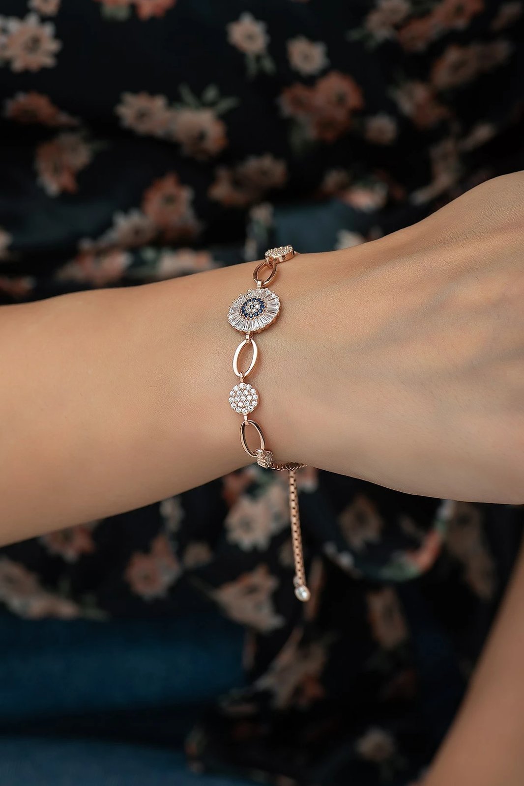 Byzylyk argjendi Jumeon, TRDYL691, ngjyrë ari, e bardhë, e kaltër