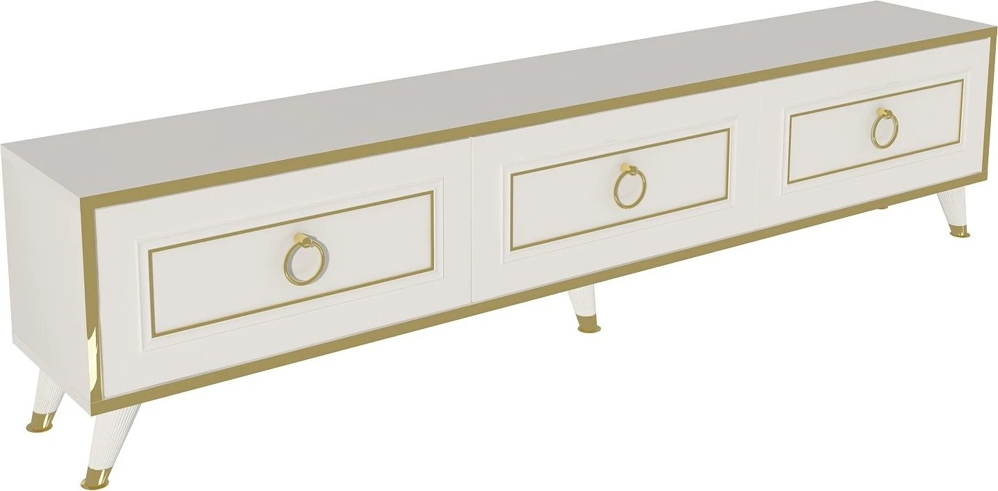 Komodë TV Hanah Home, Sona, e bardhë me të artë