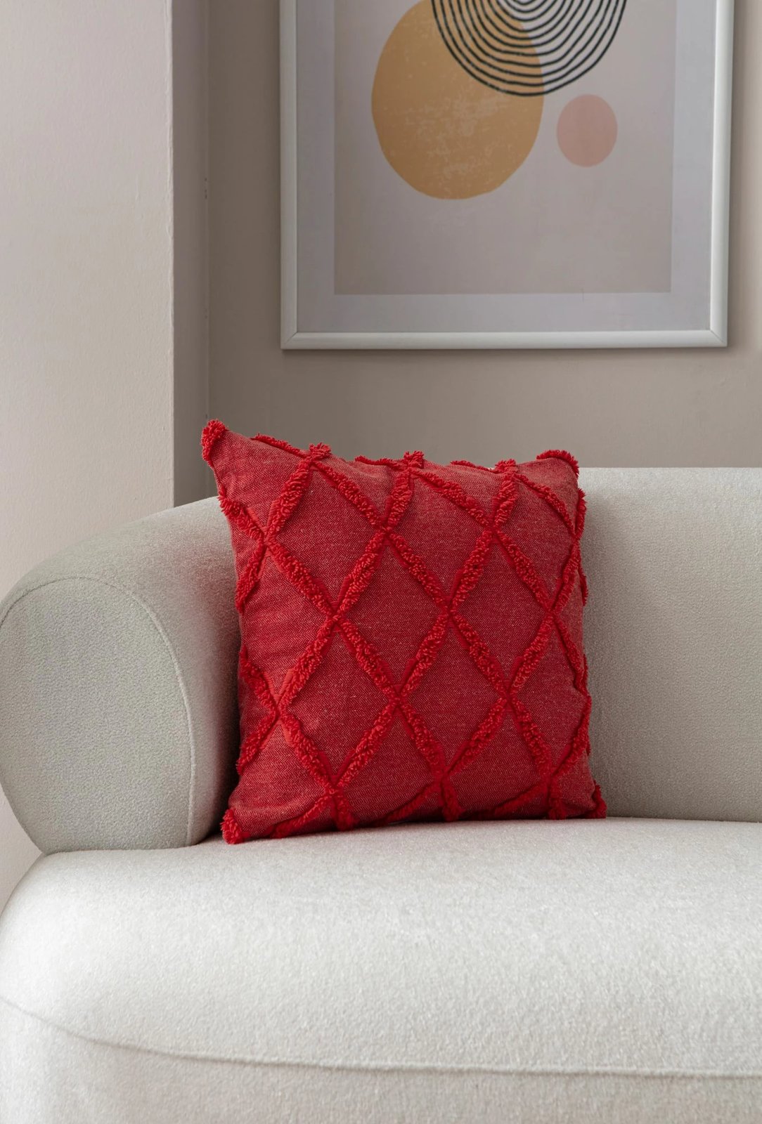 Jastëk dekorativ, ngjyrë e kuqe, Evila Originals, Tuffet - Red v1, 43x43cm