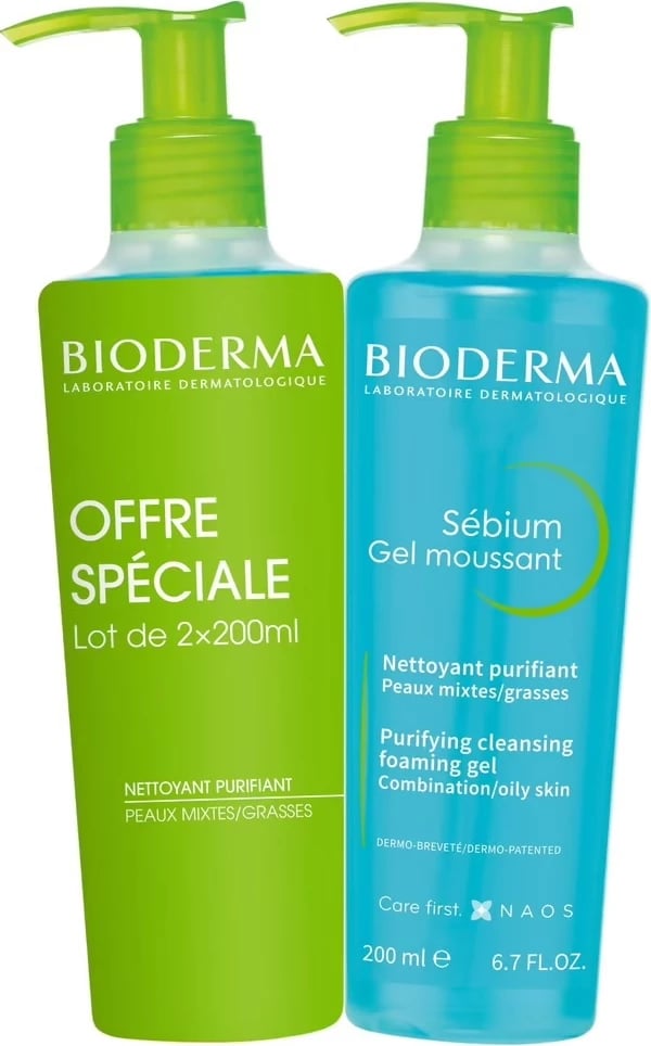 Xhel pastrues fytyre Bioderma Sebium Gel Moussant për femra 2x200ml
