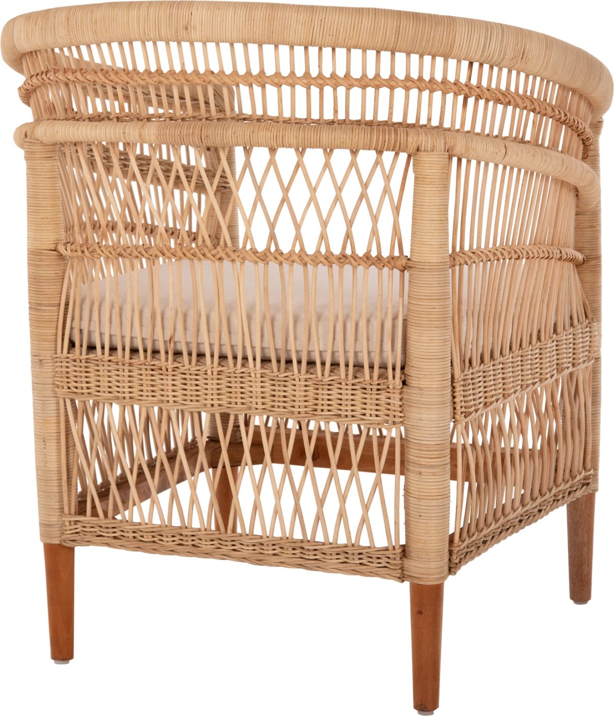 Karrige Malawi, dru mahogany-rattan-jastëk i bardhë, FH9635.04, 80x70x86 cm