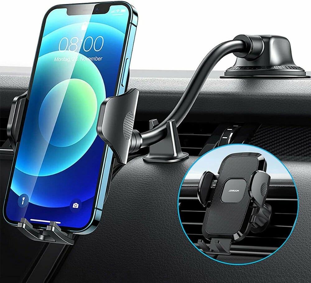 Mbajtës telefoni për veturë, Joyroom JR-ZS259, krah fleksibil, kapje me shtrëngim, rrotullim 360°, për 4.7–6.9 inç (55–85 mm), e zezë