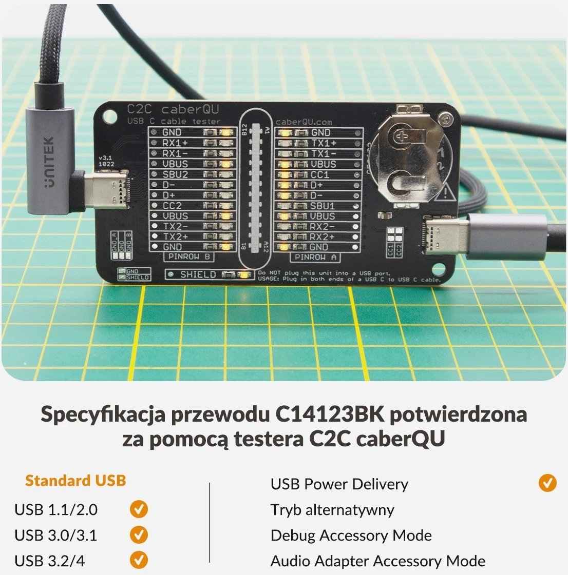 Kabëll USB-C Unitek, 90° PD100W, 1m, zi-gri Kabëll USB-C Unitek, 90° PD100W, 1m, zi-gri