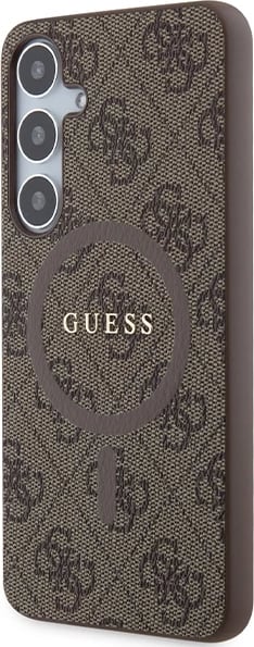 Mbështjellës Guess 4G Collection Leather Metal Logo MagSafe për Samsung Galaxy S24+, kafe Mbështjellës Guess 4G Collection Leather Metal Logo MagSafe për Samsung Galaxy S24+, kafe