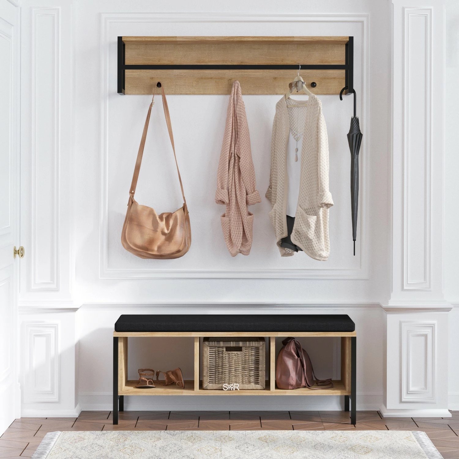 Stendë për korridor Shana, ngjyrë lis dhe e zezë