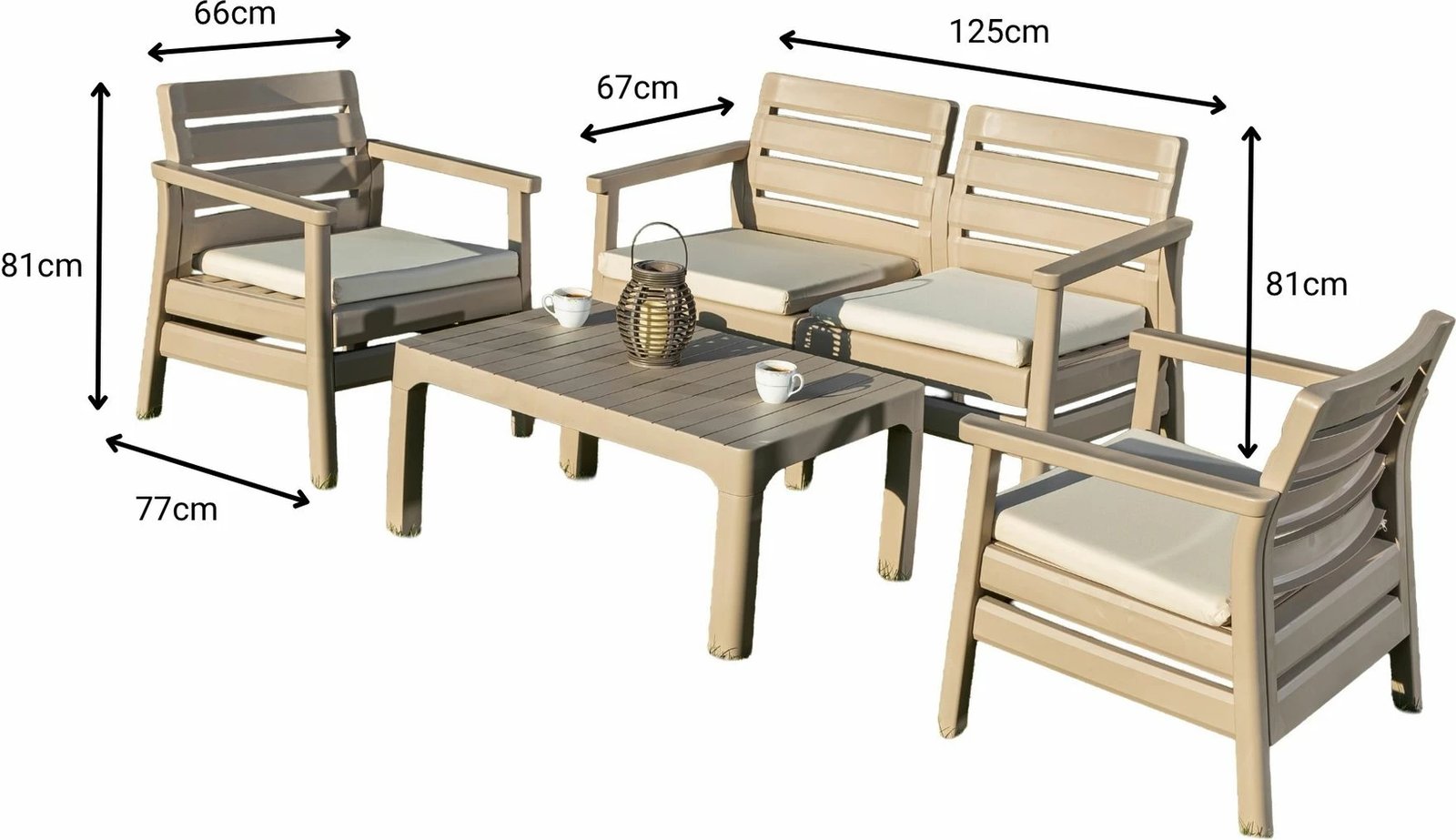 Set lounge për kopsht Skye Decor, Solemare 125, bezhë shkretëtire