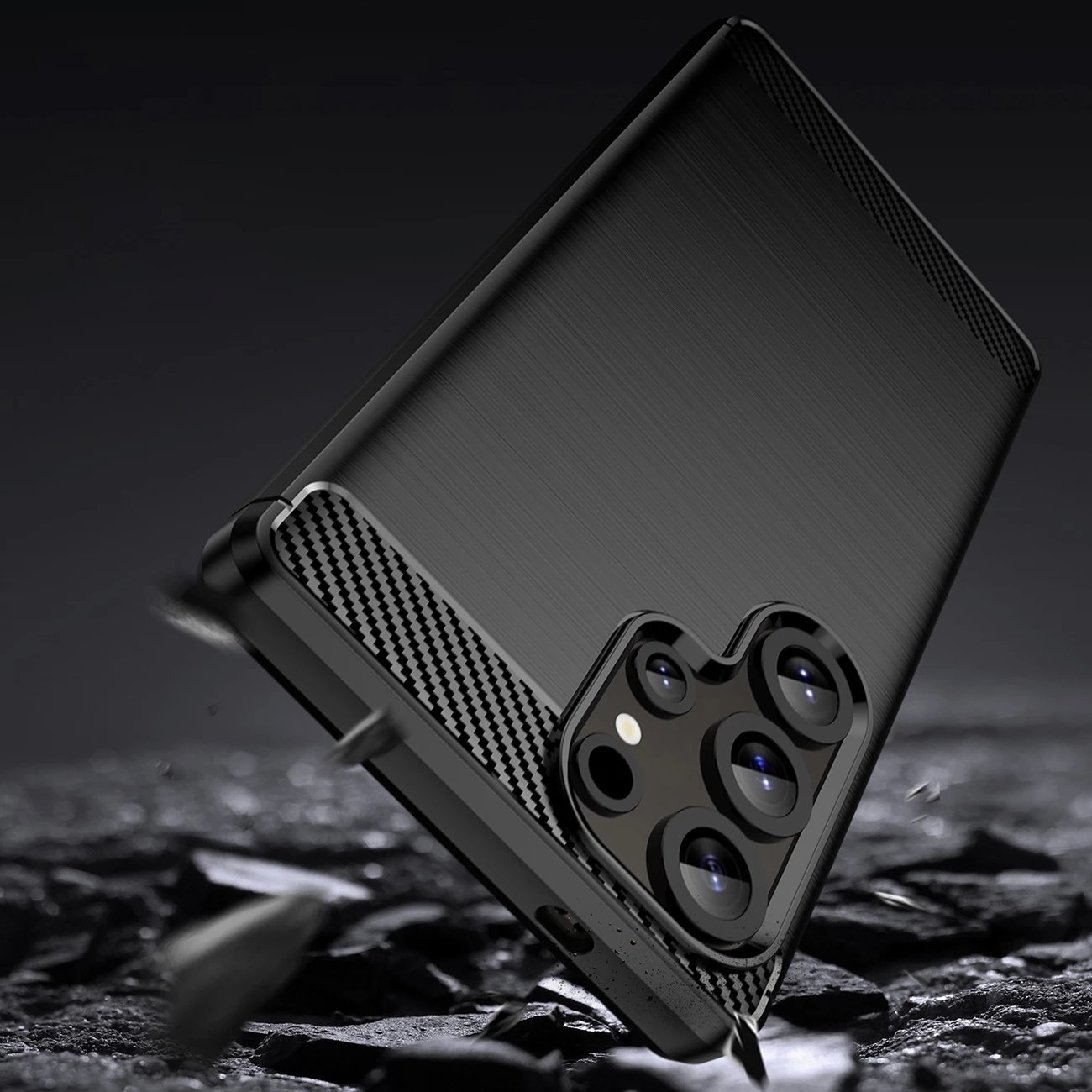Mbështjellës Hurtel Carbon Case për Samsung Galaxy S25 Ultra, TPU, Zi