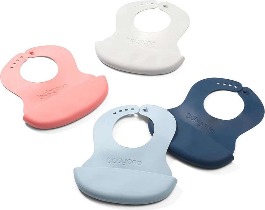 Përparëse bebe plastike me xhep, Baby Ono, 32x23 cm, BPA-free, e rregullueshme, rozë