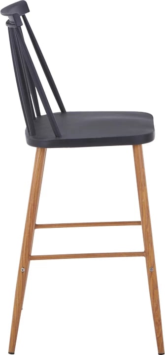 Karrige për bar Aurora I pp, ngjyrë e zezë - këmbë metali natyrale, 42x47x99cm