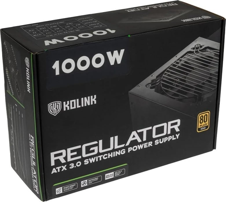 Kasë furnizues energjie Kolink Regulator 1000W, modular, 80 PLUS Gold
