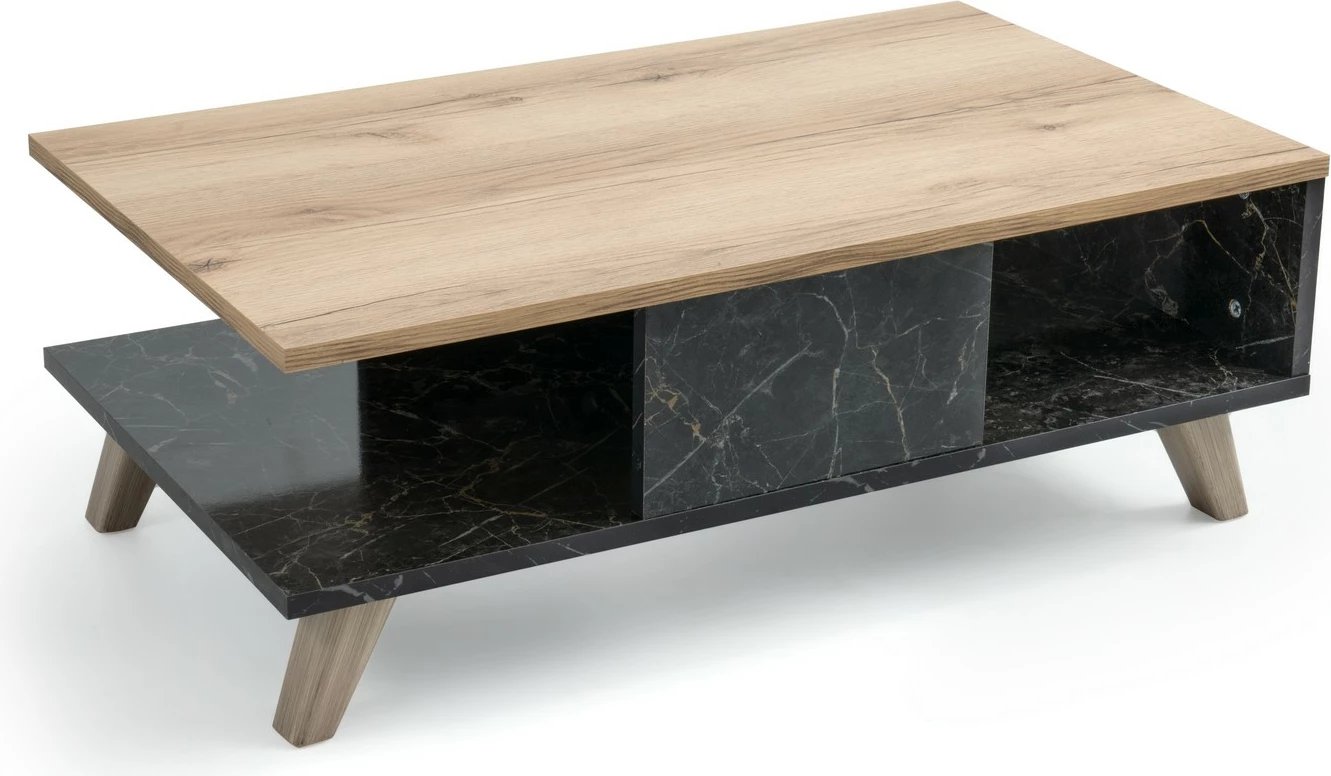 Tavolinë kafeje Skye Decor, ngjyrë lis dhe mermer, Sumer O2030