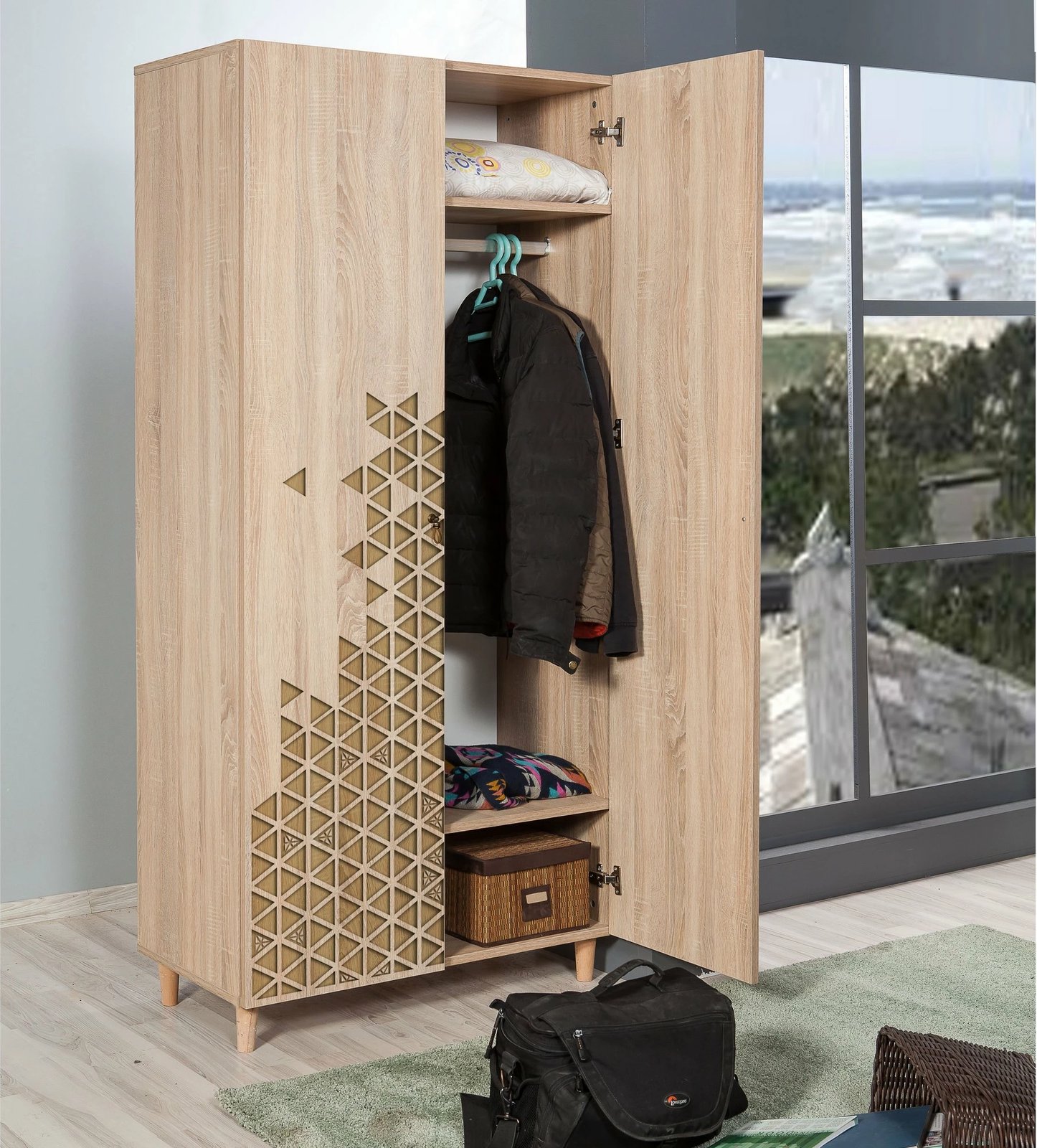 Dollap Hanah Home, Stil - 120, ngjyrë lisi Sonoma