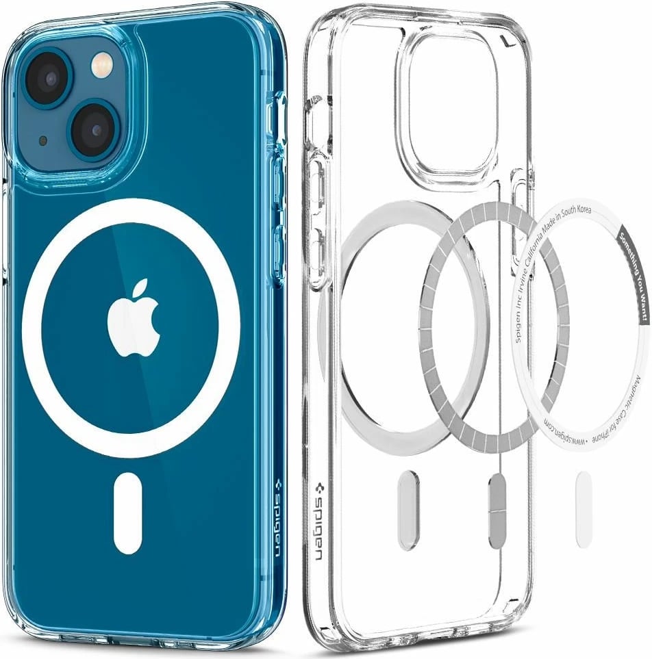 Mbështjellës Spigen Ultra Hybrid Mag me MagSafe për iPhone 13 mini, Transparent/Bardhë