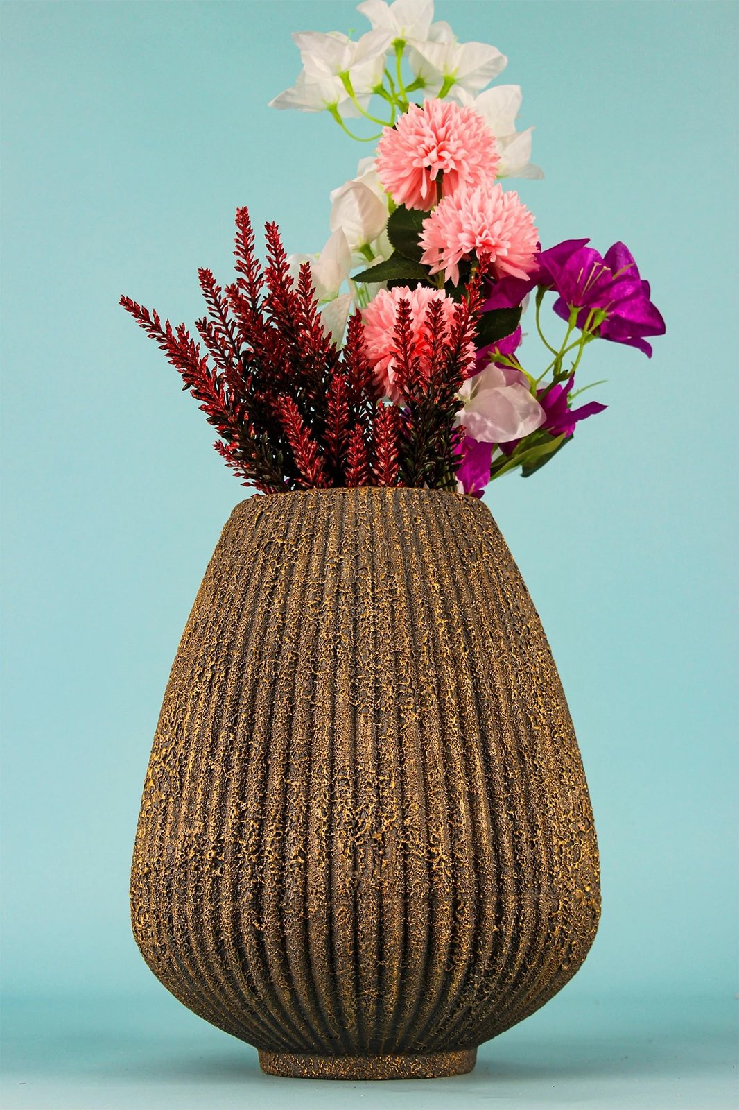 Vazo dekorative prej qeramike, ngjyrë kafe, Evila Originals BK019, 18x20cm