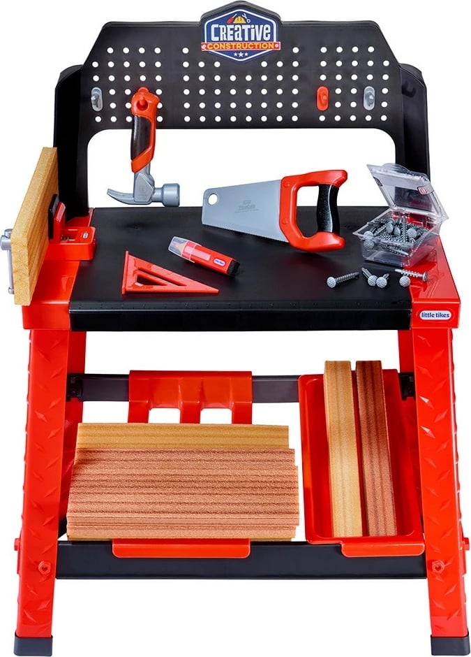 Set punëtori lodrash, Little Tikes Creative Construction 643910-EUC, 45+ aksesorë, plastikë, 3+ vjeç, shumëngjyrësh, set