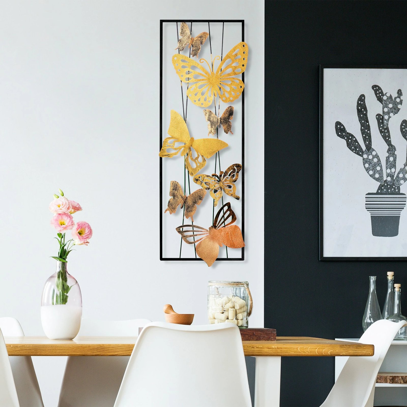 Aksesor dekorativ metalik për mur, flutura, shumëngjyrëshe, Wallity, Kelebek 2