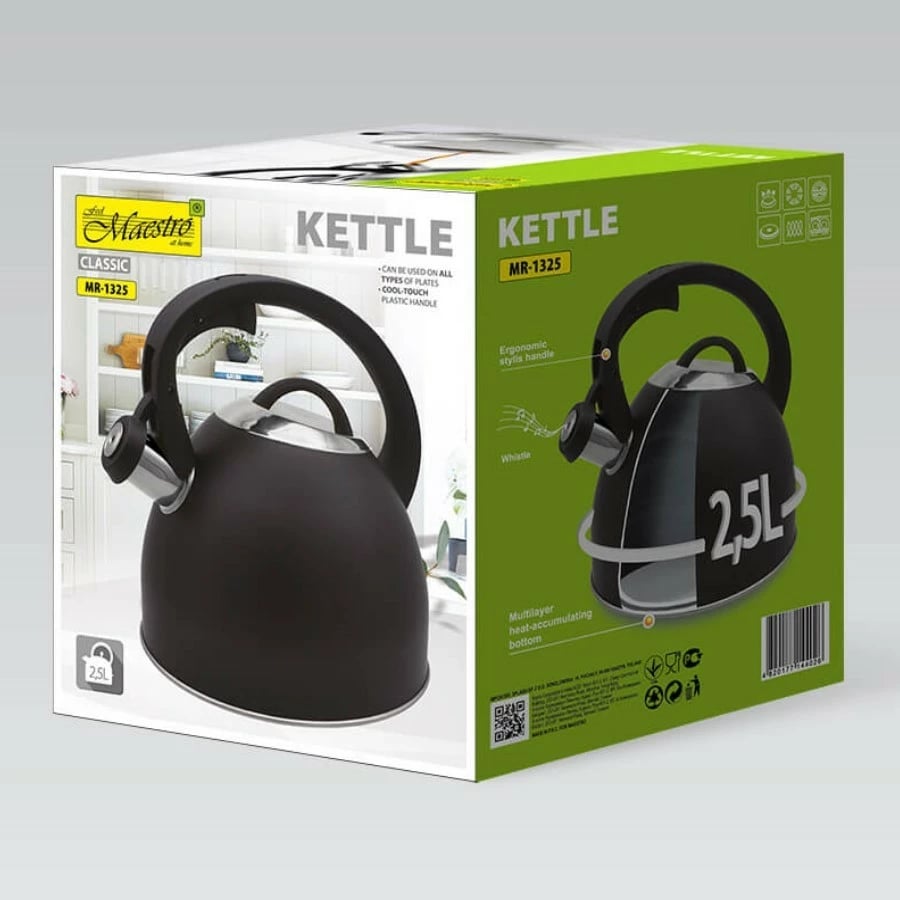Çajnik klasik Feel-Maestro MR-1325, 2.5L, i zi/argjendtë