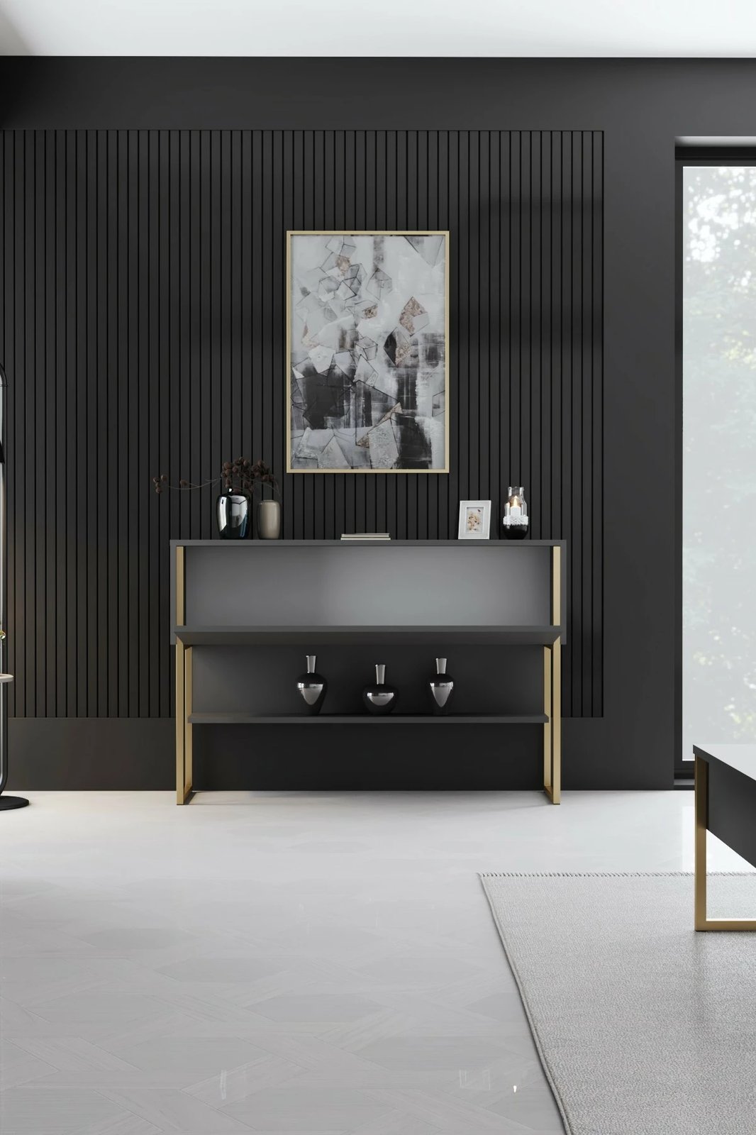 Komodë Skye Decor, ngjyrë ari dhe antracit, Luxe