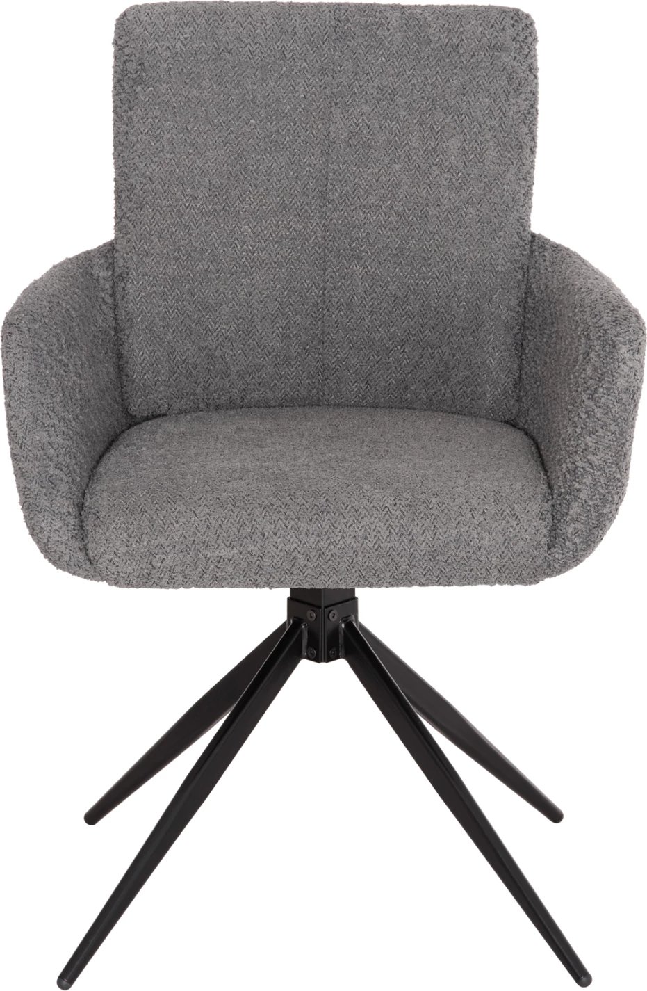 Karrige për ngrënie me rrotullim, pëlhurë boucle gri, këmbë metali, 62x60x90cm