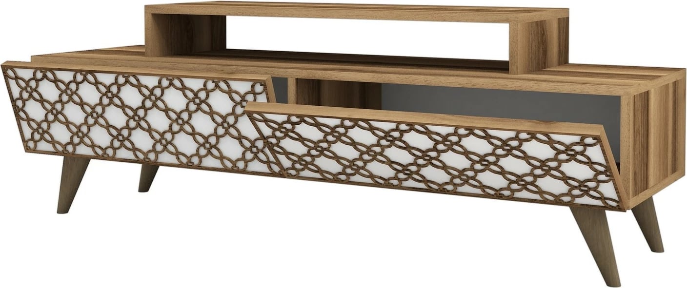 Komodë TV Hanah Home, ngjyrë arre dhe e bardhë, City